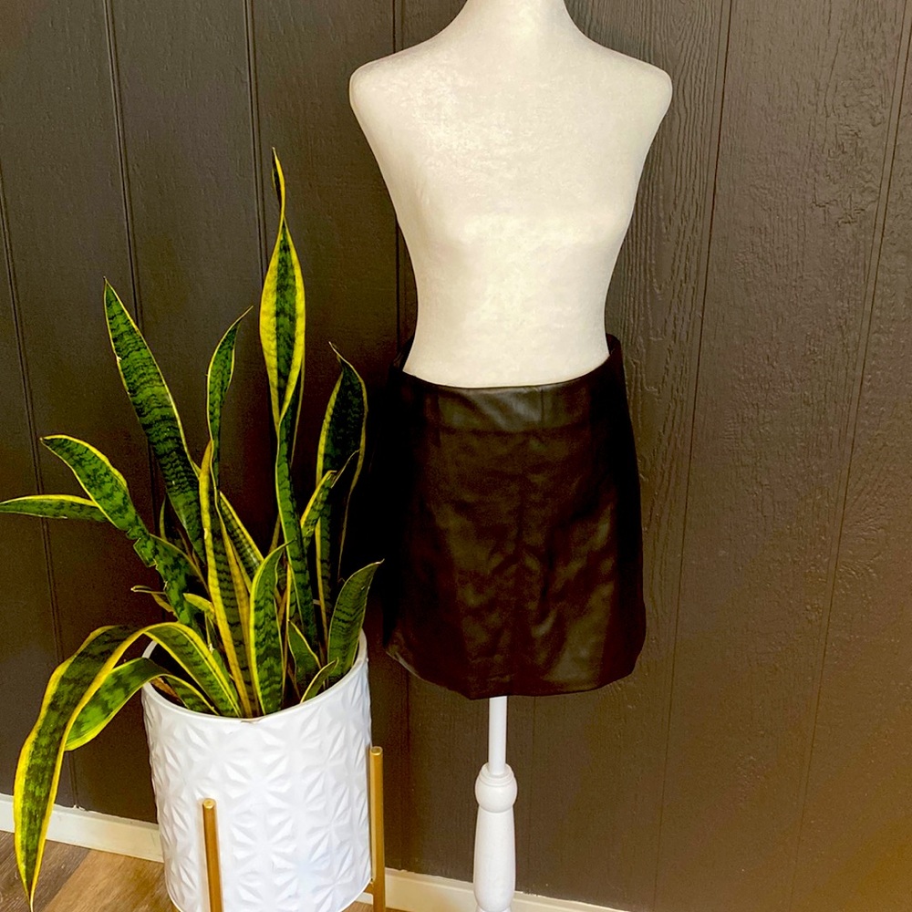 Black Faux Leather Mini Skirt